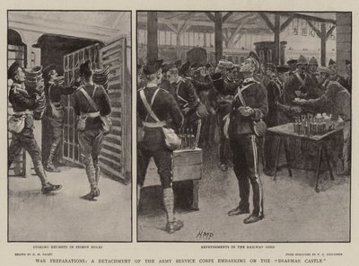 戦争の準備、ブレーマー城に着陸する陸軍軍団の分遣隊 作： Henry Marriott Paget
